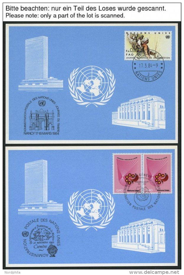 UNO - GENF-BLAUE KARTEN 1979-84, 56 Verschiedene Blaue Karten (1980 Und 82 Komplett), Pracht - Sonstige & Ohne Zuordnung