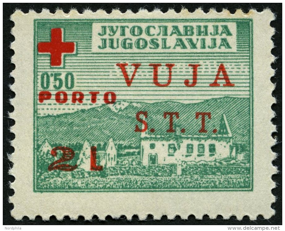 ZONE B ZP 1 **, Zwangszuschlagsporto: 1948, 2 L. Auf 0.50 Din. Dunkelgr&uuml;n/rot, Pracht, Mi. 350.- - Sonstige & Ohne Zuordnung