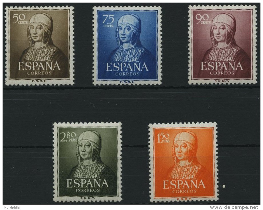 SPANIEN 989-99 **, 1951, 500. Geburtstag K&ouml;nigin Isabella I., Prachtsatz, Mi. 60.- - Sonstige & Ohne Zuordnung