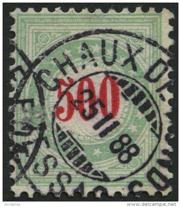 PORTOMARKEN P 22IIAXaK O, 1883, 500 C. Opalgr&uuml;n/rot, Pracht, Mi. 200.- - Portomarken