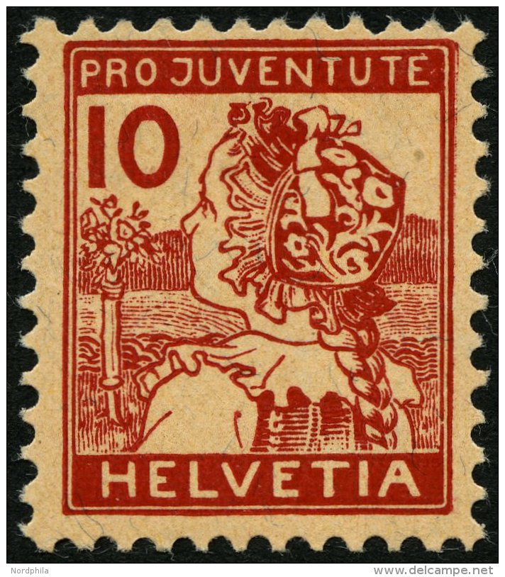 SCHWEIZ BUNDESPOST 129 *, 1915, 10 C. Pro Juventute, Falzrest, Pracht, Mi. 110.- - Gebraucht