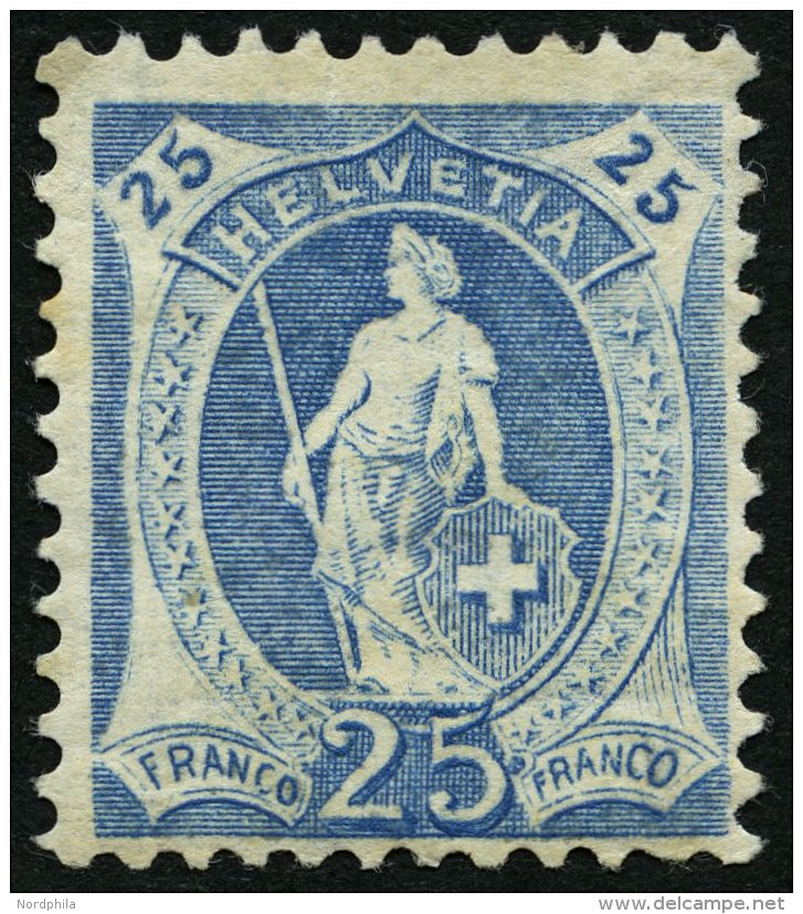 SCHWEIZ BUNDESPOST 81A *, 1906, 25 C. Blau, Gez&auml;hnt K 11 3/4, Falzreste, Feinst, Mi. 160.- - Used Stamps