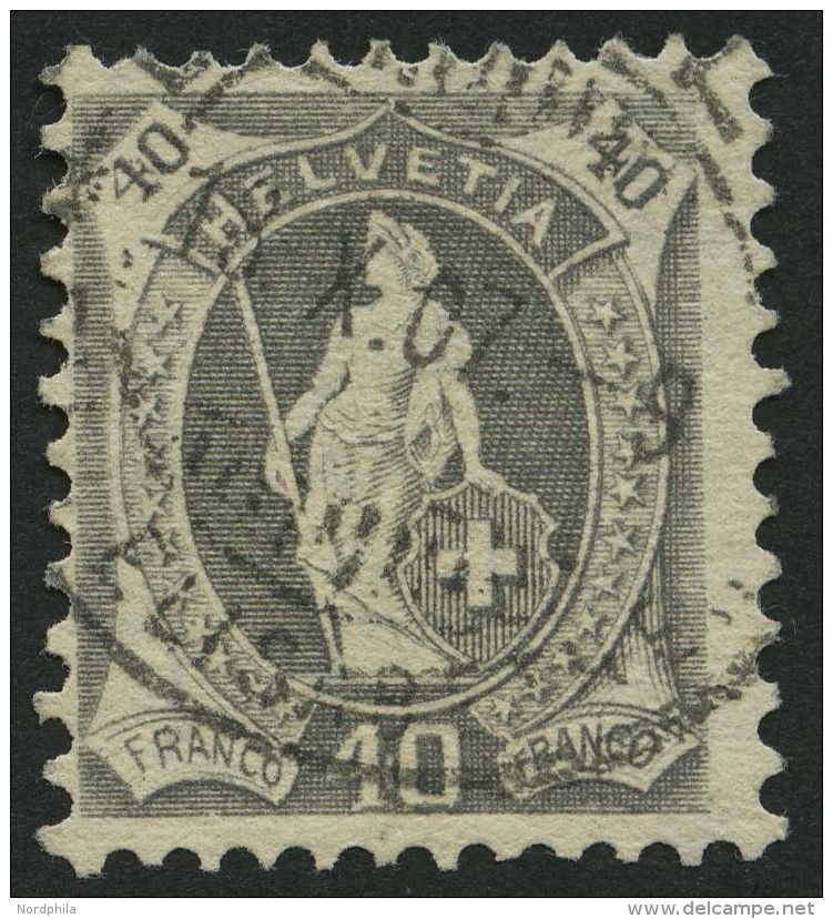 SCHWEIZ BUNDESPOST 77C O, 1905, 40 C. Grau, Gez&auml;hnt K 111/2:11, Pracht, Mi. 190.- - Sonstige & Ohne Zuordnung