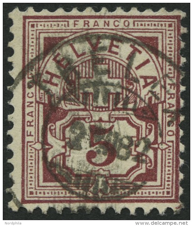 SCHWEIZ BUNDESPOST 46 O, 1882, 5 C. Lilabraun, Pracht, Mi. 120.- - Used Stamps