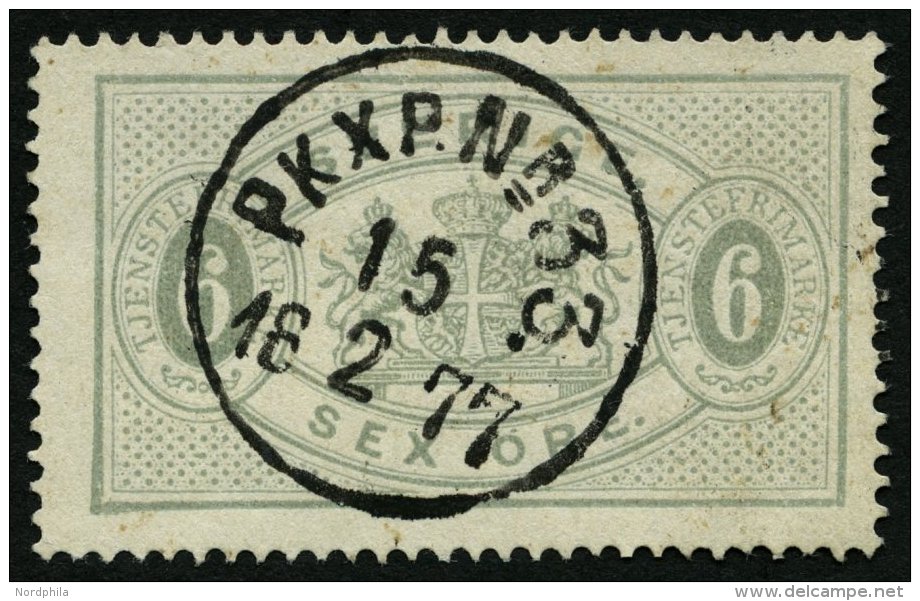 DIENSTMARKEN D 4Ac O, 1874, 6 &Ouml;. Grau, Gez&auml;hnt 14, Zentrischer K1 PKXP Nr. 33, Pracht - Dienstmarken