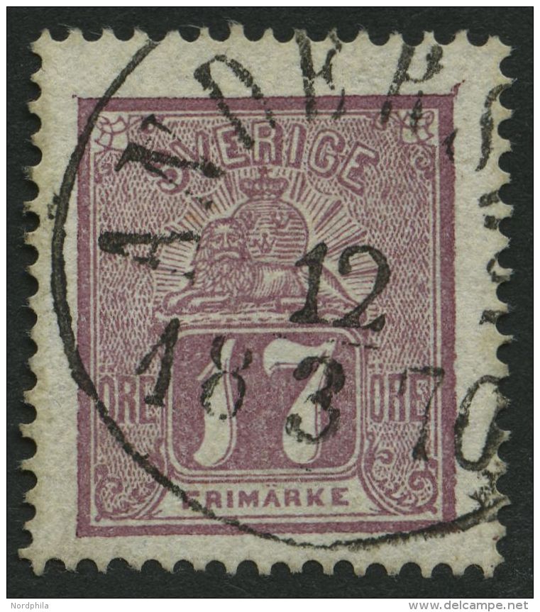 SCHWEDEN 15a O, 1866, 17 &Ouml;. Rotlila, K1 ANDERSL&Ouml;V, Pracht - Gebraucht