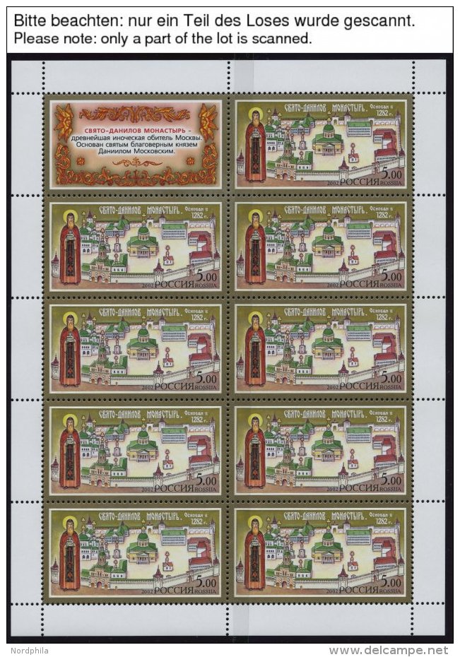 RUSSLAND 1039-43KB **, 2002, Kl&ouml;ster Der Russisch-orthodoxen Kirche Im Kleinbogensatz, Pracht, Mi. 180.- - Sonstige & Ohne Zuordnung