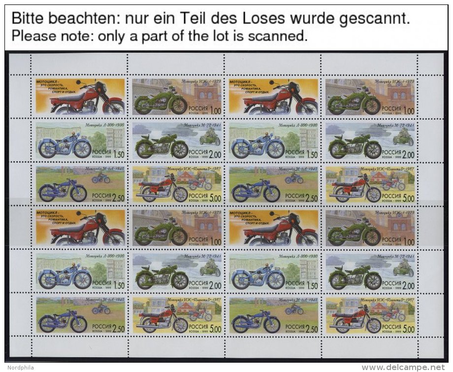 RUSSLAND 744-48KB **, 1999, Geschichte Des Russischen Motorradbaus, 4 Kleinbogen, Pracht, Mi. 80.- - Sonstige & Ohne Zuordnung