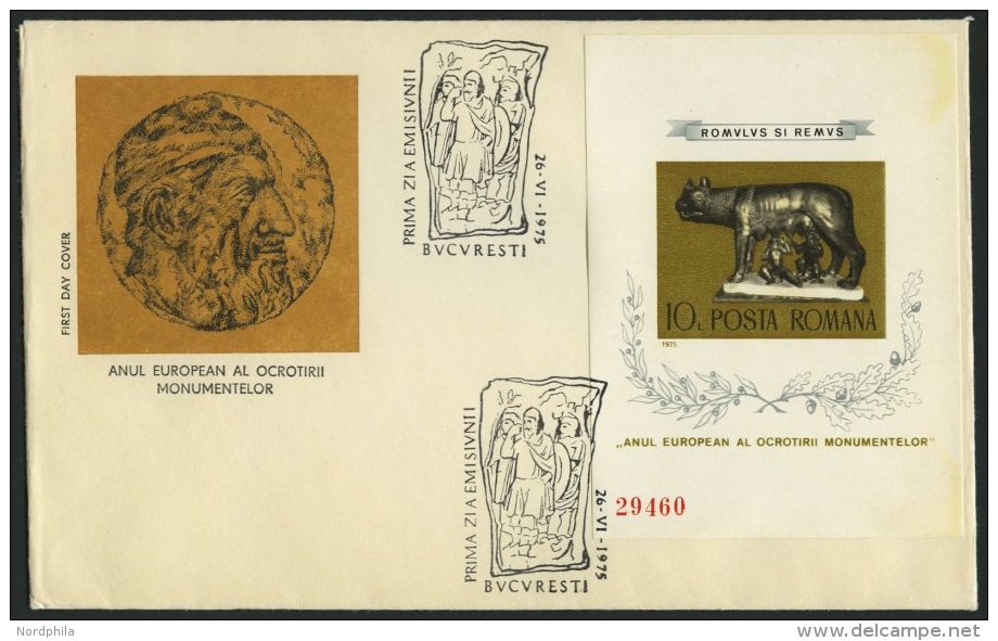 RUM&Auml;NIEN Bl. 122 BRIEF, 1975, Block Denkmalschutzjahr Auf FDC, Feinst, Mi. 150.- - Sonstige & Ohne Zuordnung