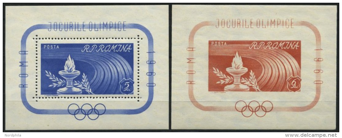 RUM&Auml;NIEN Bl. 46/7 **, 1960, Blockpaar Olympische Spiele, Pracht, Mi. 55.- - Other & Unclassified