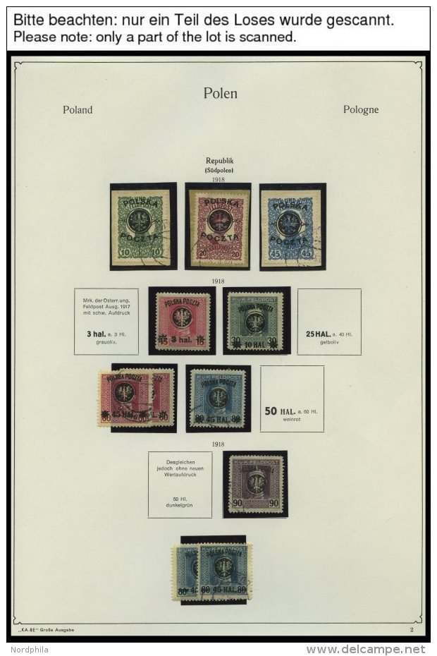 SAMMLUNGEN, LOTS O,* , Sammlung Polen Bis 1939, Die Ersten Jahre Schwach Vertreten, Die Aufdrucke 1919 Nicht Gerechnet D - Sammlungen