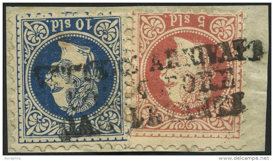 POST IN DER LEVANTE 3II,4I BrfStk, 1878, 5 So. Rot, Feiner Druck Und 10 So. Blau, Grober Druck, Vollst&auml;ndiger L3 LE - Levante-Marken