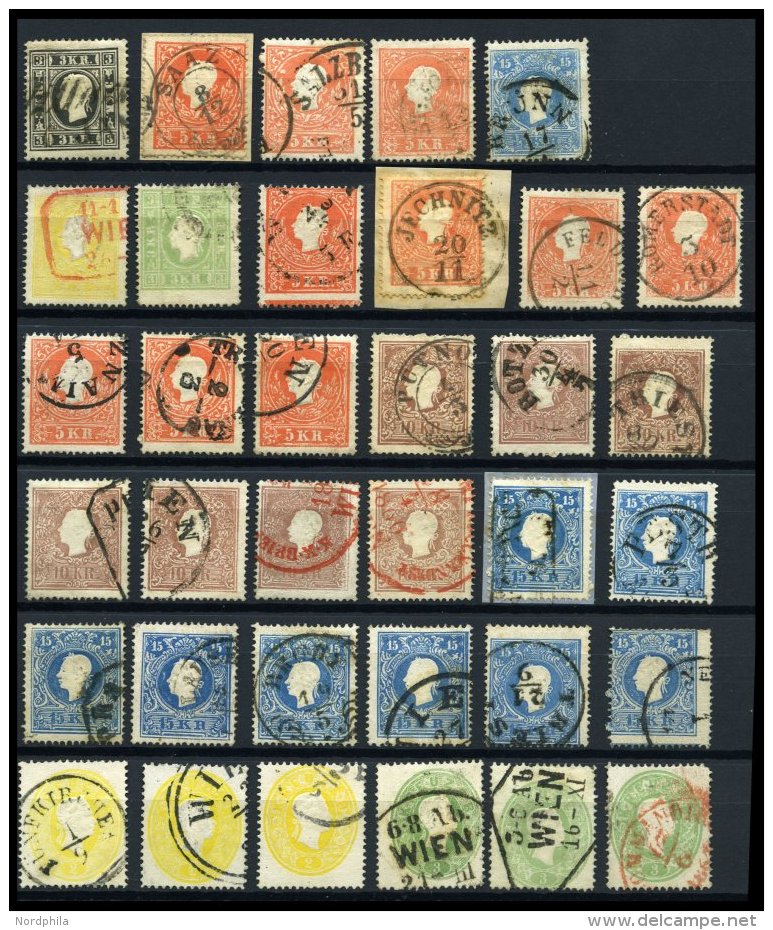 LOTS O,BrfStk , 1858-1884, Sch&ouml;ne Partie Von 112 Werten, Dabei Farbnuancen, Gute Stempel (auch Farbige) Etc., Fast - Sammlungen