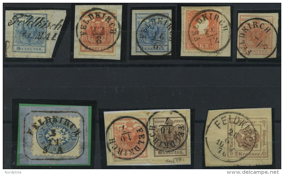 LOTS BrfStk,o , 1850-1876, 9 Werte Mit Abstempelungen Aus FELDKIRCH, Meist Pracht - Collections