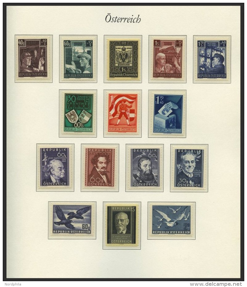 SAMMLUNGEN **, Postfrische Sammlung &Ouml;sterreich Von 1945-72 Im Borek Falzlosalbum, Ab Mi. 697 Bis Auf Renner Und Die - Sammlungen