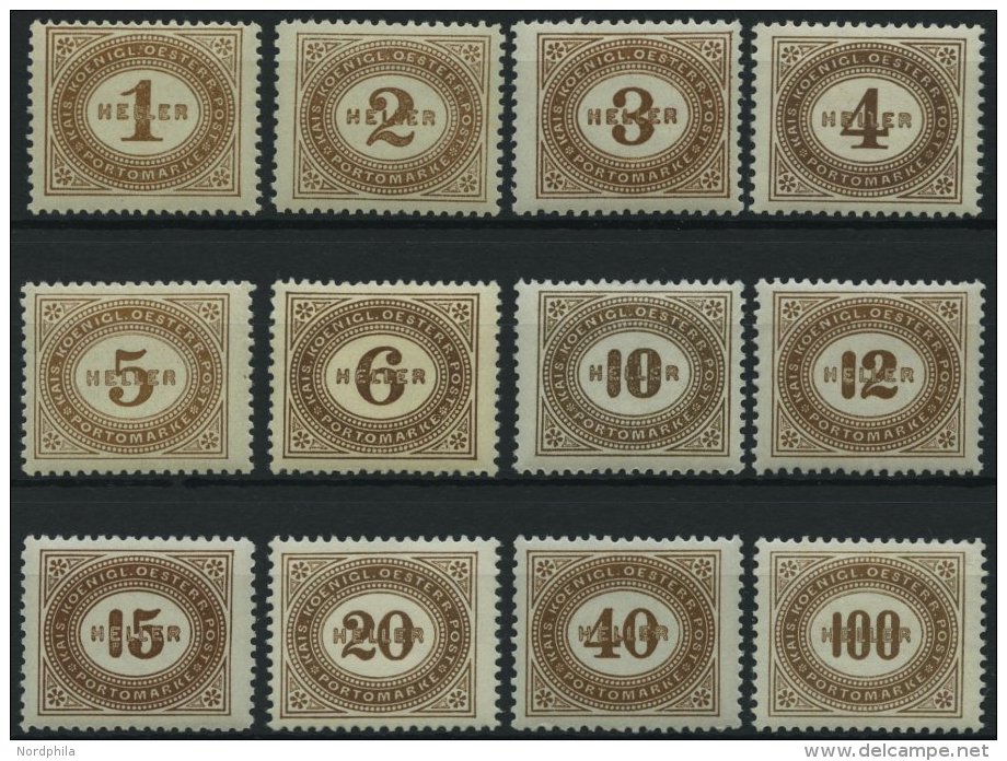 PORTOMARKEN P 22-33 **, 1900, Ziffer, Postfrisch, Prachtsatz, Mi. 230.- - Portomarken