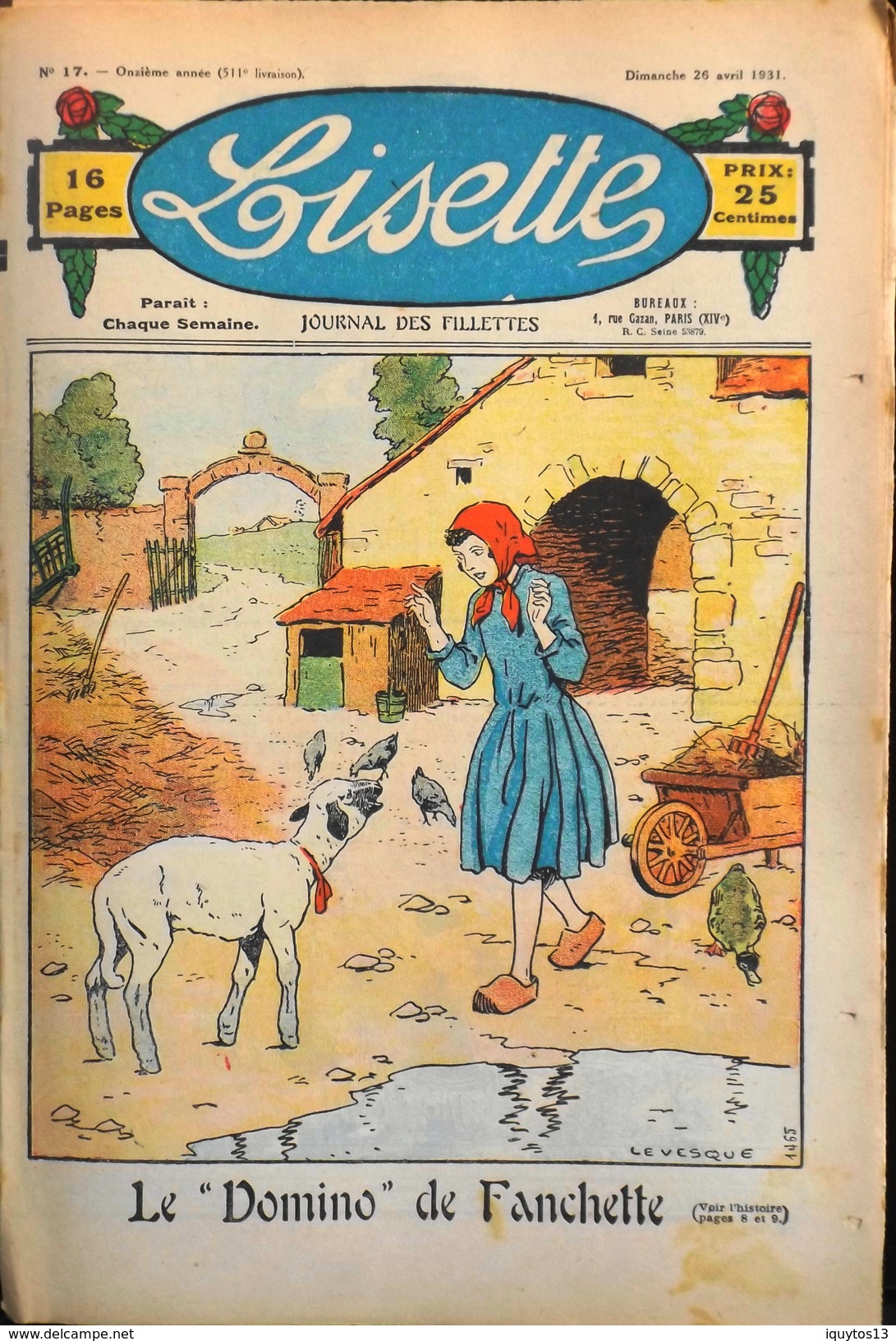 LISETTE - Journal Des Fillettes - N° 17 - Onzième Année - Dimanche 26 Avril 1931 - En BE - Lisette