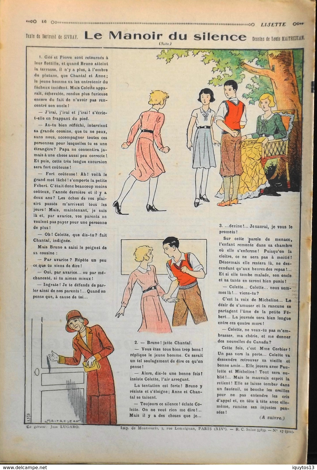 LISETTE - Journal Des Fillettes - N° 17 - Onzième Année - Dimanche 26 Avril 1931 - En BE - Lisette