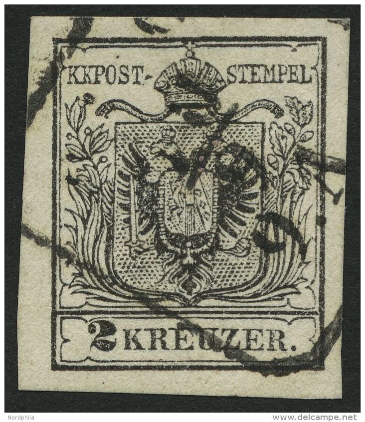 STERREICH 2Ya O, 1854, 2 Kr. Schwarz, Maschinenpapier, Type IIIb, R4 PRAG, Pracht, Signiert - Sonstige & Ohne Zuordnung
