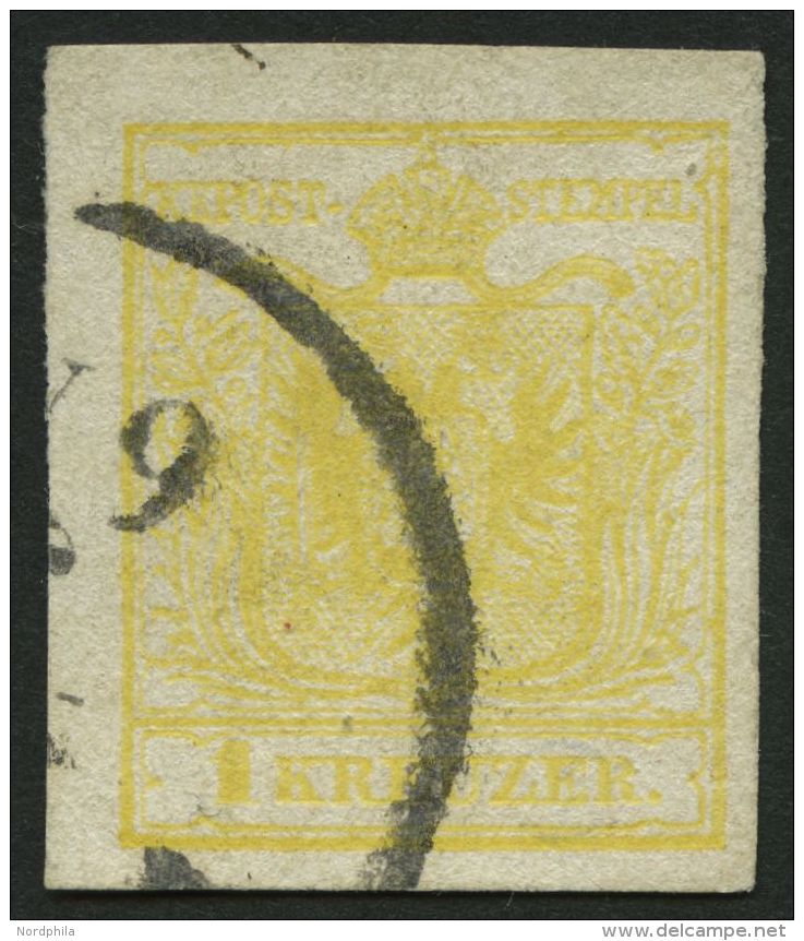 STERREICH 1Ya O, 1854, 1 Kr. Gelb, Maschinenpapier, Type III, Maschiges Papier, Pracht, Befund Dr. Ferchenbauer - Other & Unclassified