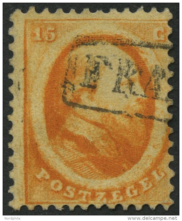 NIEDERLANDE 6 O, 1864, 15 C. Dunkelorange, Pracht, Mi. 110.- - Niederlande