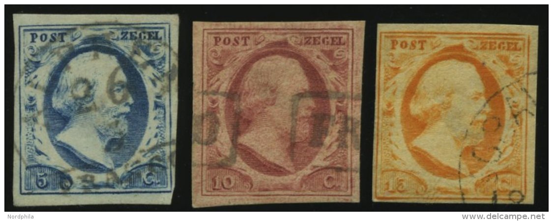 NIEDERLANDE 1-3 O, 1852, K&ouml;nig Willem III, Prachtsatz - Autres & Non Classés