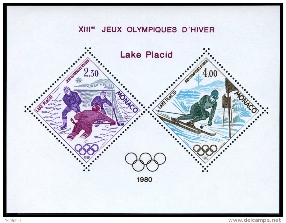 MONACO 1419/20 **, 1980, Olympische Winterspiele, Sonderdruck Als Block, Pracht, Mi. 220.- - Sonstige & Ohne Zuordnung