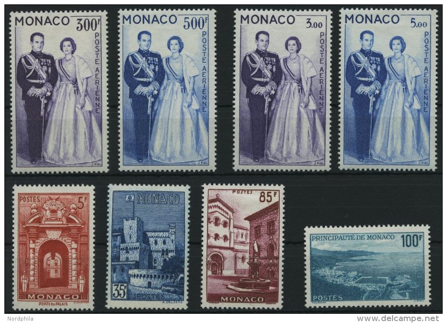 MONACO 603 *, 1959/60, F&uuml;rstenpaar Und Ansichten, Falzreste, 3 Prachts&auml;tze - Sonstige & Ohne Zuordnung