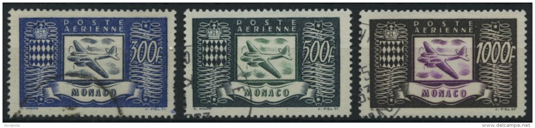 MONACO 394-96 O, 1949, Flugzeug, 300 Fr. Kleiner Zahnfehler Sonst Prachtsatz, Mi. 160.- - Sonstige & Ohne Zuordnung