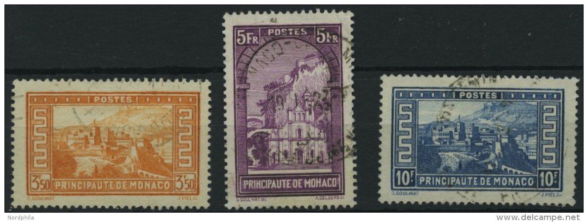 MONACO 133-35 O, 1933, 3.50 - 10 Fr. Bauwerke, 3 Werte Feinst (teils B&uuml;ge) - Sonstige & Ohne Zuordnung