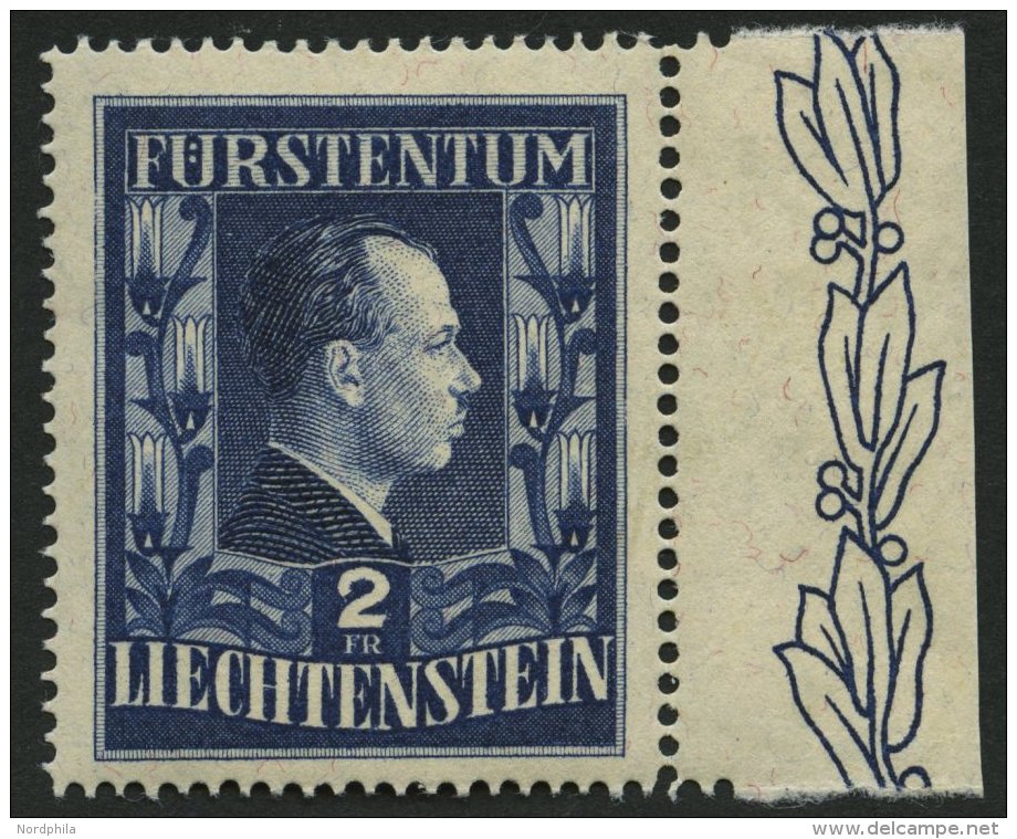 LIECHTENSTEIN 304BW **, 1951, 2 Fr. F&uuml;rst Franz Josef II, Gez&auml;hnt L 14 3/4, Wz. 2 W, Pracht, Mi. 1400.- - Autres & Non Classés