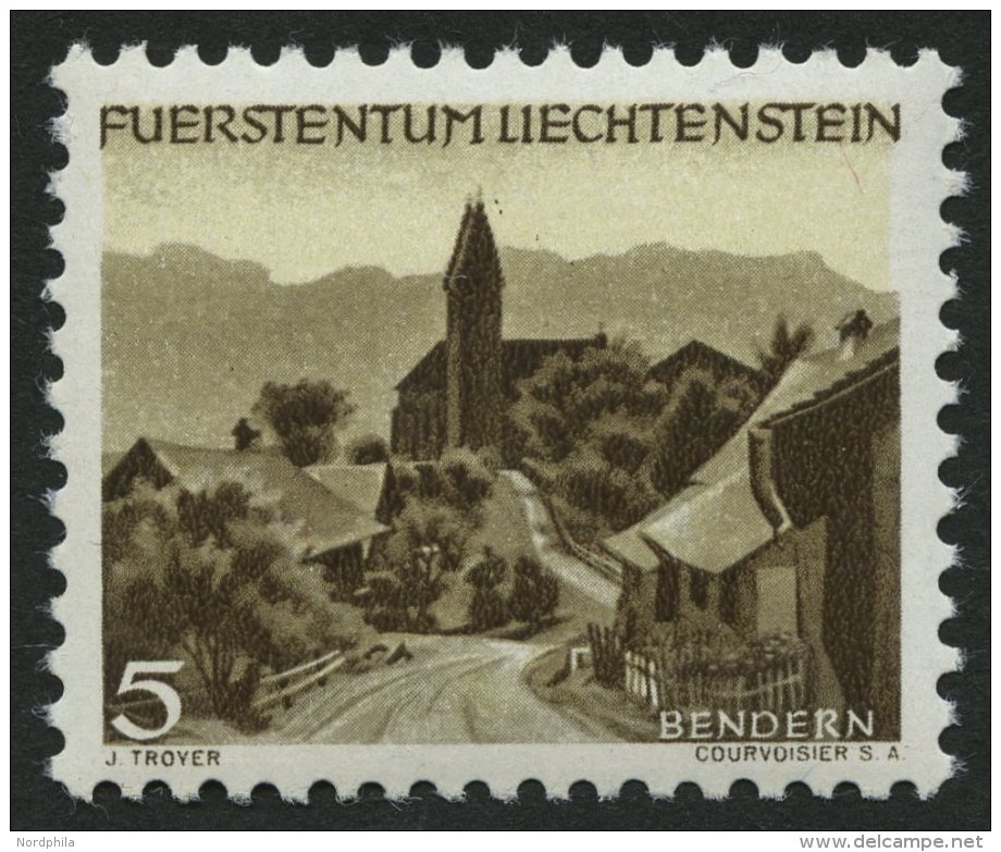 LIECHTENSTEIN 284II **, 1949, 4 Rp. Bendern Mit Abart 2 Farbpunkte Rechts Vom Kirchturm, Pracht, Mi. 190.- - Other & Unclassified