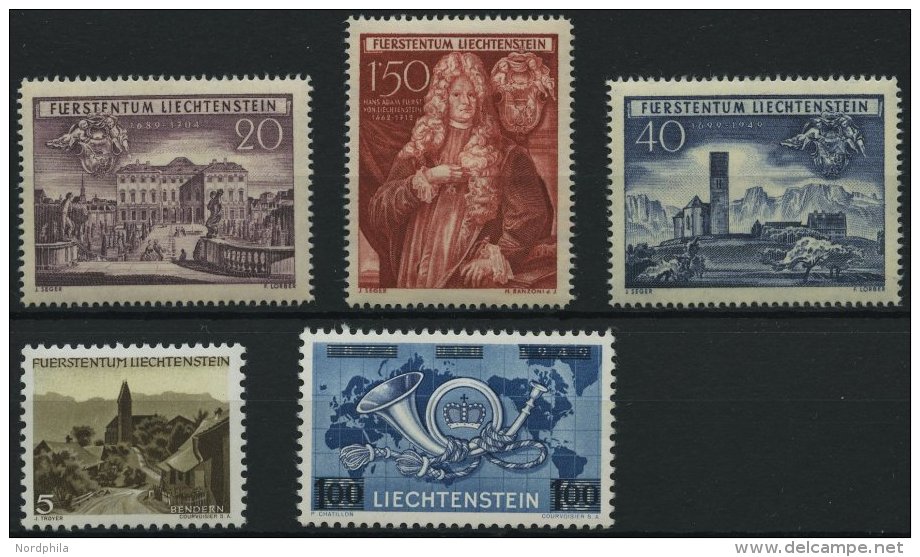 LIECHTENSTEIN 281-83,284,288 **, 1949/50, Reichsherrschaft Schellenberg, Bendern, UPU, 5 Prachtwerte, Mi. 126.- - Sonstige & Ohne Zuordnung