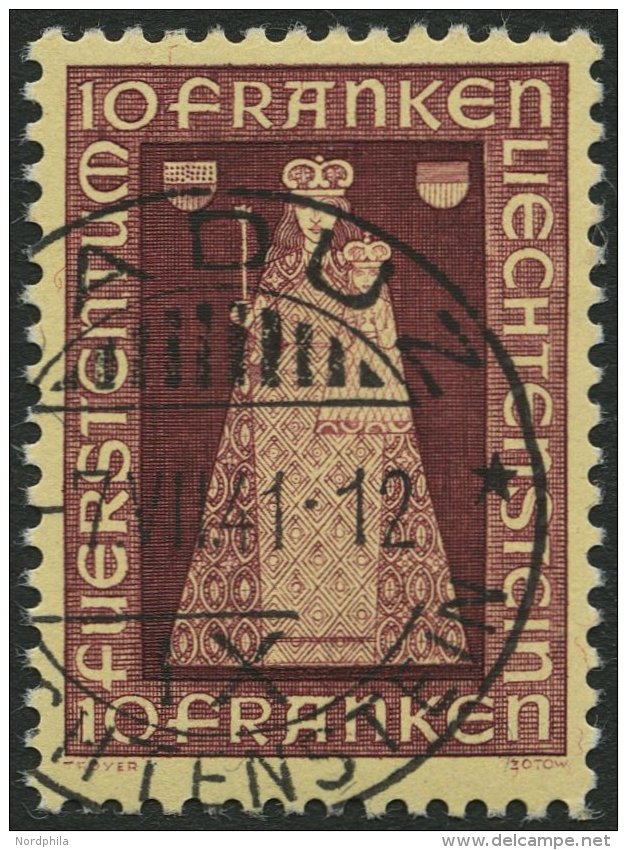 LIECHTENSTEIN 197 O, 1941, 10 Fr. Madonna, Pracht, Mi. 130.- - Sonstige & Ohne Zuordnung