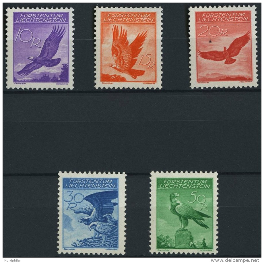 LIECHTENSTEIN 143-47x *, 1934/5, Adler, Glatter Gummi, Falzrest, Prachtsatz - Sonstige & Ohne Zuordnung