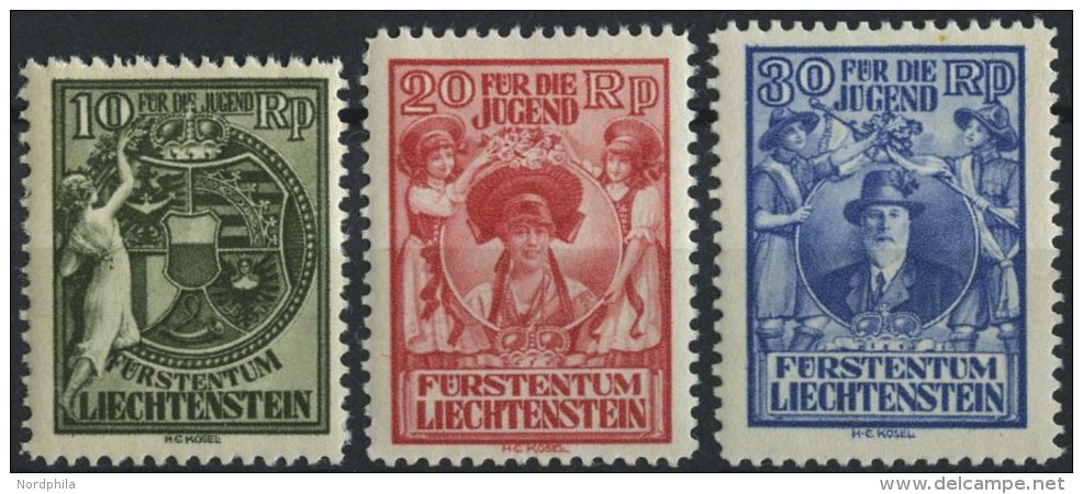 LIECHTENSTEIN 116-18 **, 1932, Jugendf&uuml;rsorge, Prachtsatz, Mi. 200.- - Sonstige & Ohne Zuordnung