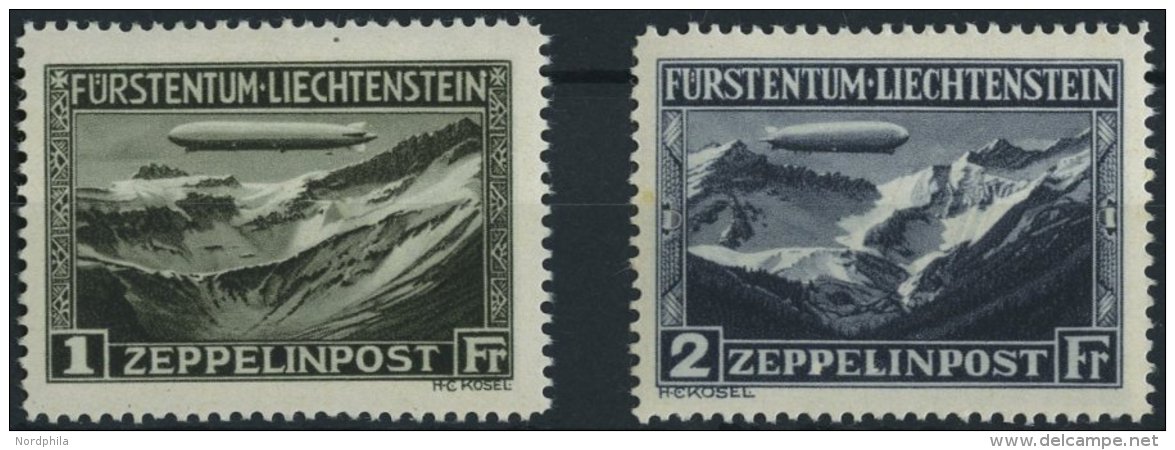 LIECHTENSTEIN 114/5 *, 1931, Graf Zeppelin, Falzreste, 2 Prachtwerte - Autres & Non Classés