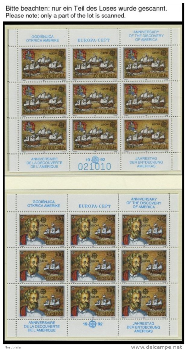 JUGOSLAWIEN KB **, 1970-94, Europa, Alle 25 Kleinbogens&auml;tze Komplett, Pracht - Sonstige & Ohne Zuordnung