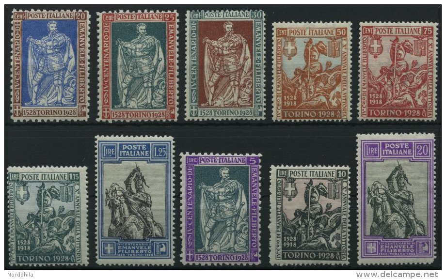 ITALIEN 285-94 *, 1928, 400. Geburtstag Herzogs Emanuel Philibert Von Savoyen, Falzrest, Prachtsatz - Ohne Zuordnung