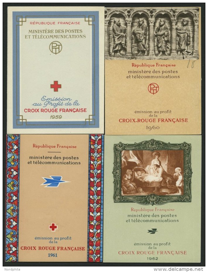 FRANKREICH MH **, 1959-62, 4 Verschiedene Markenheftchen Rotes Kreuz, Pracht, Mi. 140.- - Sonstige & Ohne Zuordnung