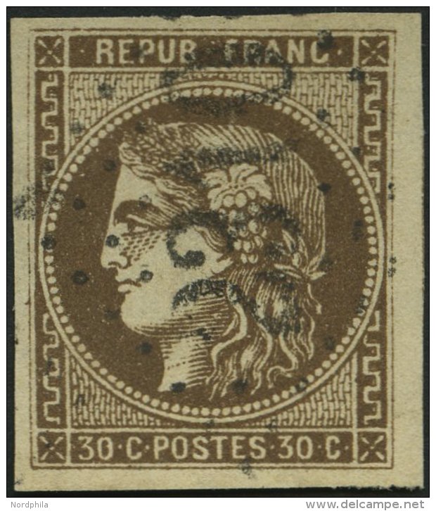 FRANKREICH 42a O, 1870, 30 C. Braun, Nummernstempel 2310, Kabinett, Mi. (260.-) - Sonstige & Ohne Zuordnung