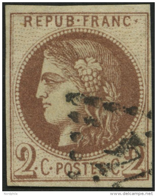 FRANKREICH 37c O, 1870, 2 C. Schokoladenbraun, Type I (Yvert Nr. 40A), Punkthelle Stelle Sonst Farbfrisch Pracht, Yvert - Sonstige & Ohne Zuordnung