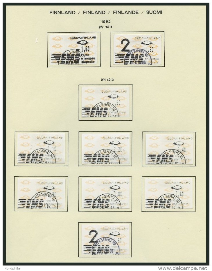 FINNLAND A 12 O, Automatenmarken: 1992, 89 Verschiedene Werte, Fast Nur Komplette Ausgaben, Pracht, Mi. 550.- - Gebraucht