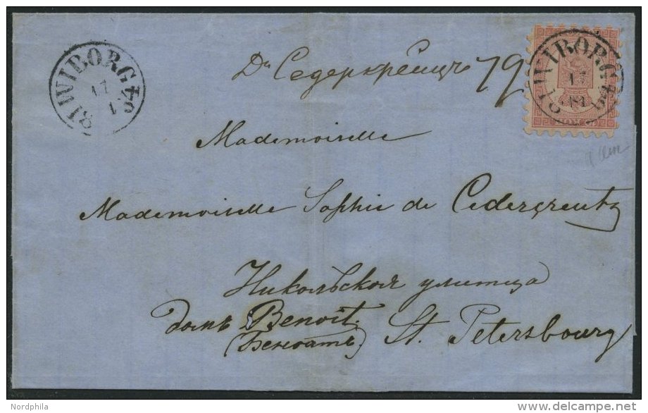 FINNLAND 4Ax BRIEF, 1864, 10 K. Rosakarmin Auf Rosa, Fast Alle Zungen, Vollst&auml;ndig Auf Dekorativem Prachtbrief Von - Gebraucht