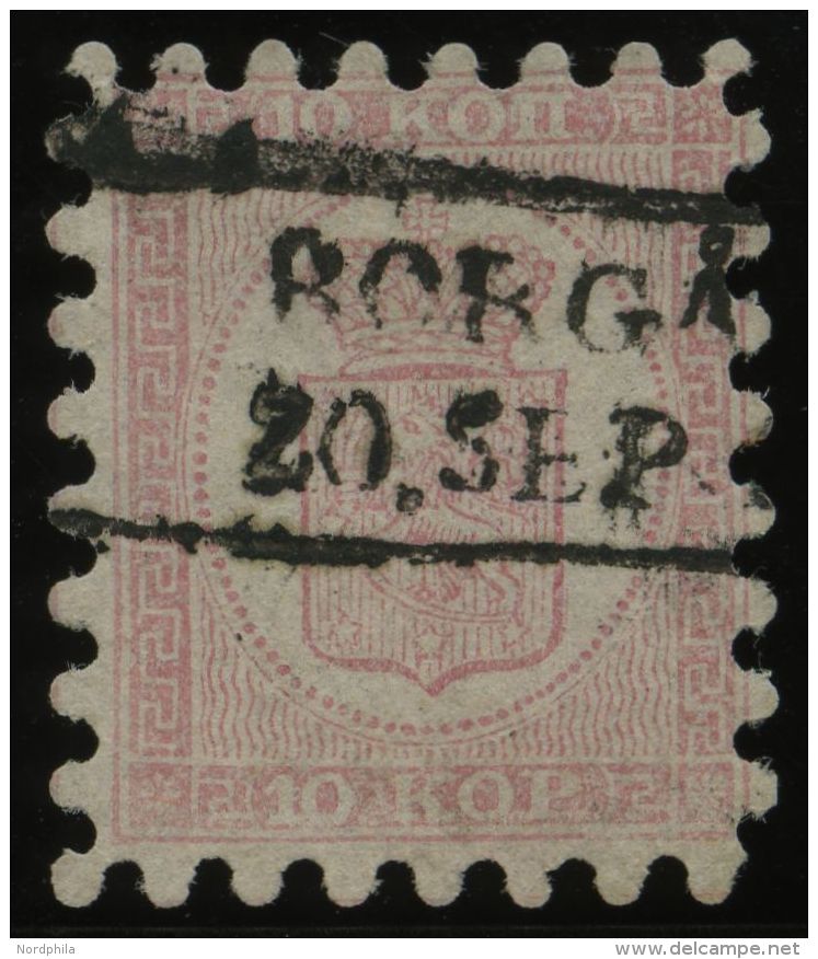 FINNLAND 4A O, 1860, 10 K. Rosakarmin Auf Rosa, R2 BORGA, Alle Zungen, Pracht - Sonstige & Ohne Zuordnung