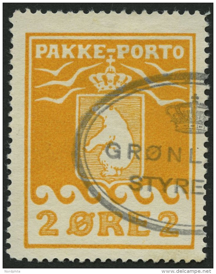 GR&Ouml;NLAND - PAKKE-PORTO 5A O, 1924, 2 &Oslash; Gelb, (Facit P 5III), Pracht - Paketmarken