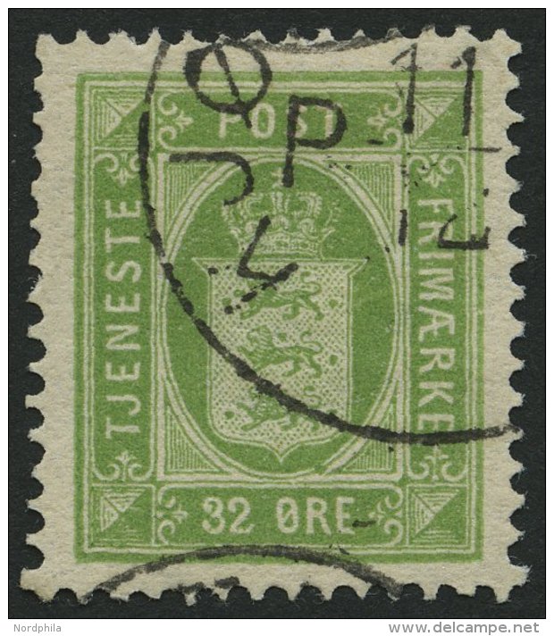 DIENSTMARKEN D 7 O, 1881, 32 &Oslash; Gelbgr&uuml;n (Facit TJ 9b), Pracht, Facit 550.- Skr. - Sonstige & Ohne Zuordnung