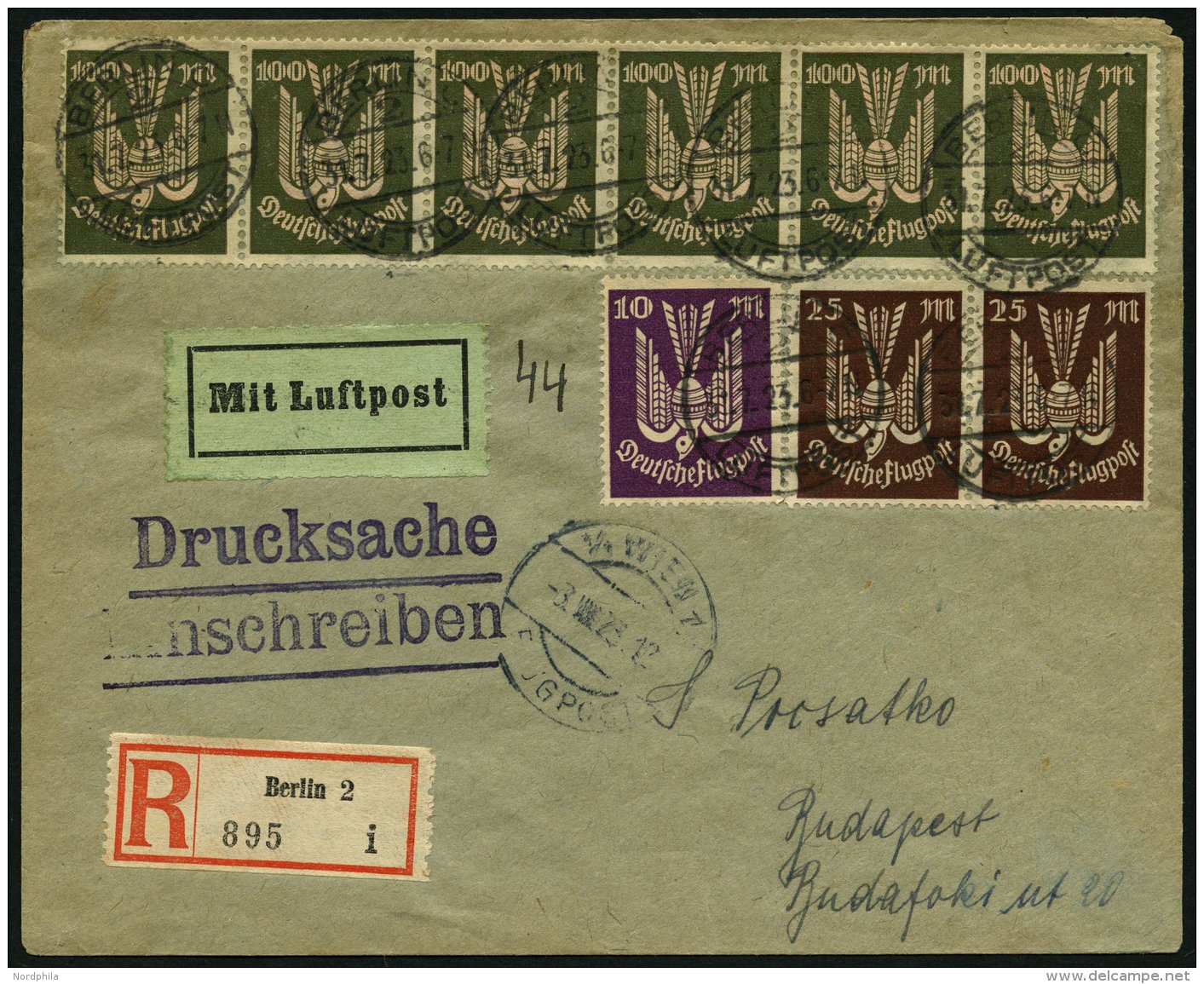 Dt. Reich 245 O, 1923, 50 M. Bl&auml;ulichgr&uuml;n, Pracht, Gepr. Dr. Oechsner, Mi. 150.- - Sonstige & Ohne Zuordnung