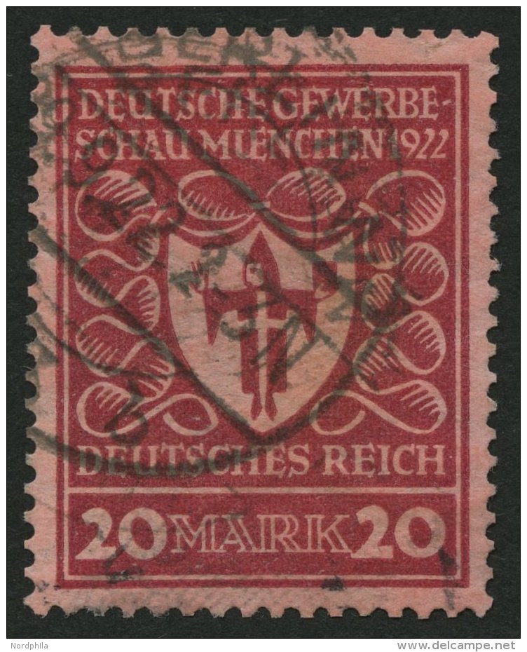 Dt. Reich 204b O, 1922, 20 M. Karminrot Gewerbeschau, Pracht, Gepr. Fleiner, Mi. 70.- - Sonstige & Ohne Zuordnung