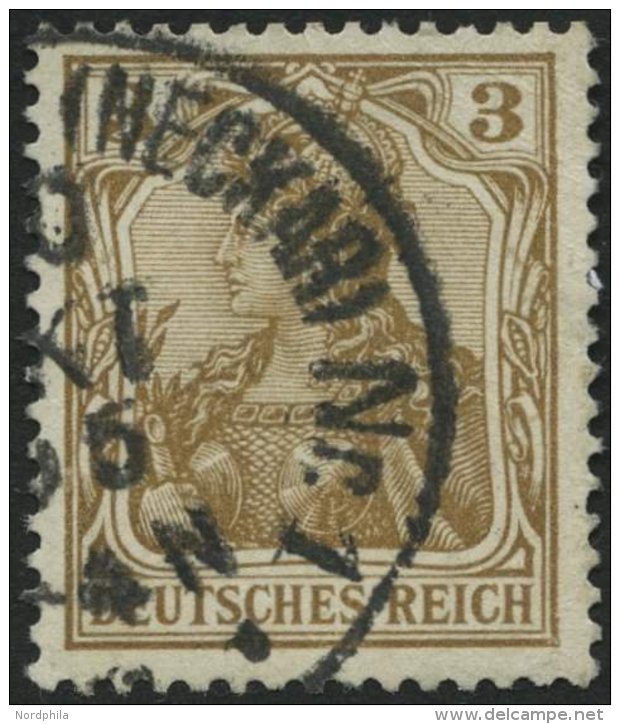 Dt. Reich 69b O, 1904, 3 Pf. Braunocker, Pracht, Gepr. J&auml;schke-L., Mi. 55.- - Gebraucht